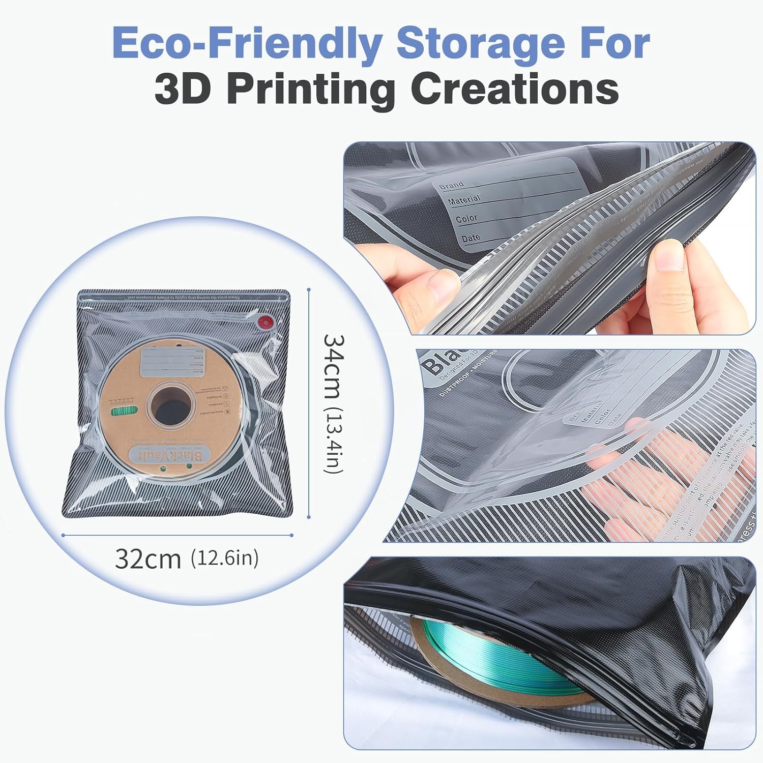 3D Filament Bag Black Filament - 3D Printing Bambu Lab recension och pris